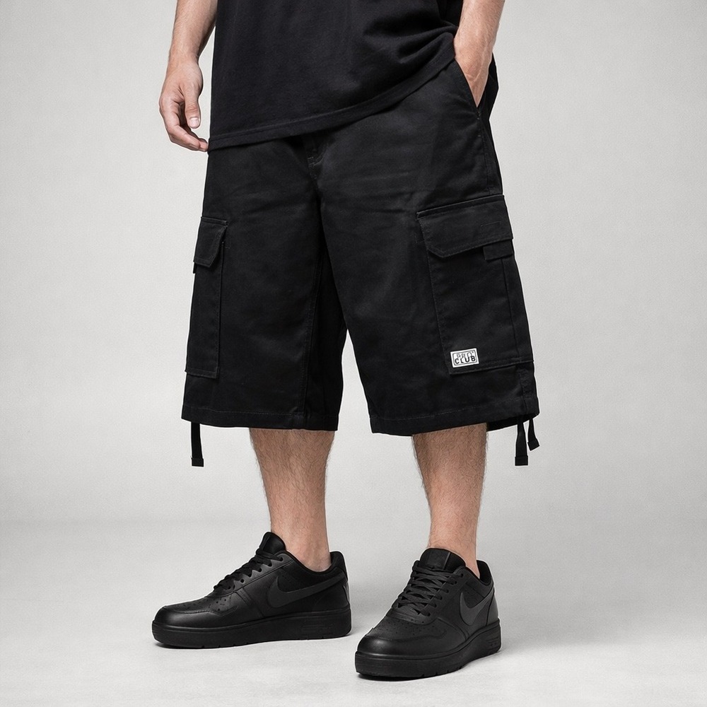 Pro Club Men Black Cargo Shorts 34 Heavy Duty Cotton Relaxed Fit Baggy New 13"